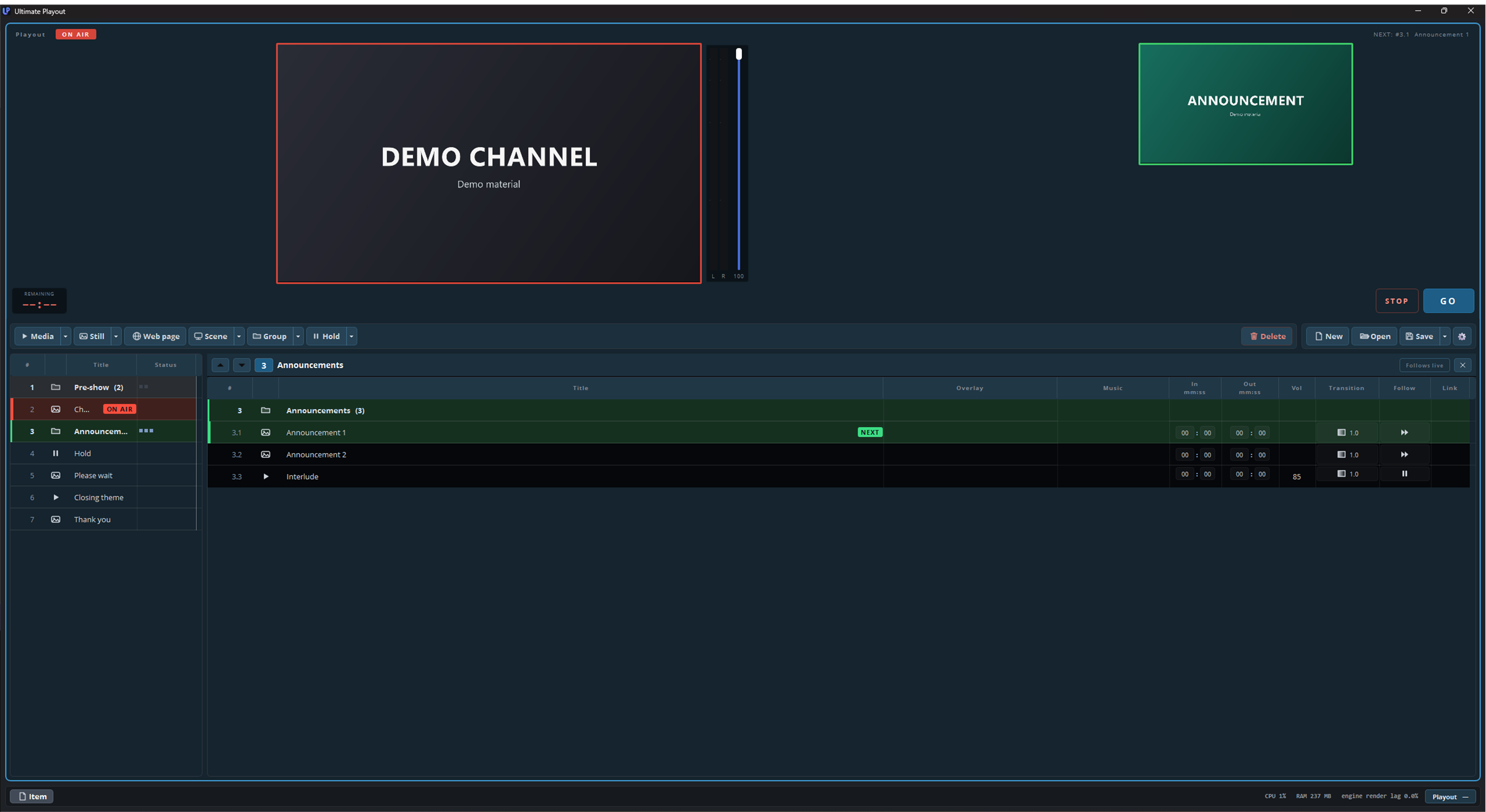 The item pane, open on a group