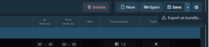 The arrow beside Save holds the bundle export
