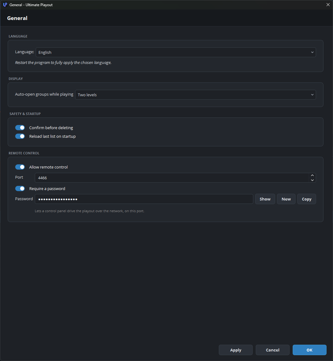 The General page