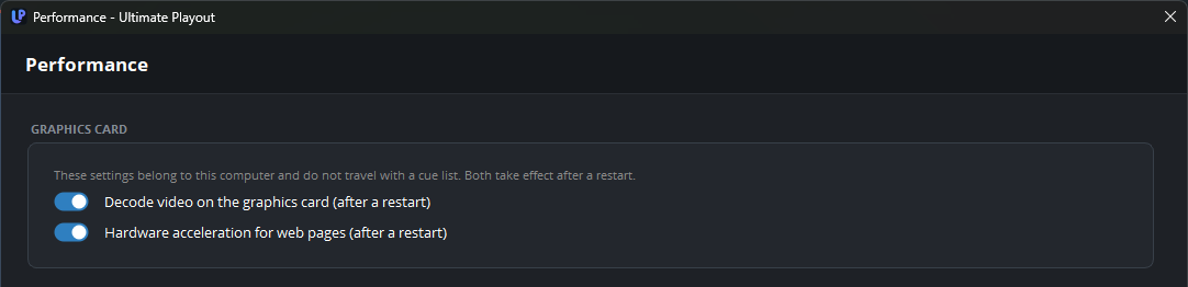 The Performance page